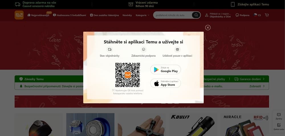 Recenze Temu - platba a doručení